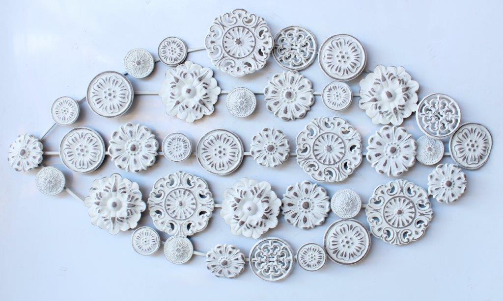 Oblong Metal Flower Detail Wall Decor